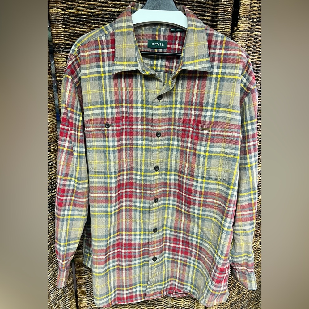 Orvis - Perfect Flannel- Plaid Casual Shirt, Size: XXL